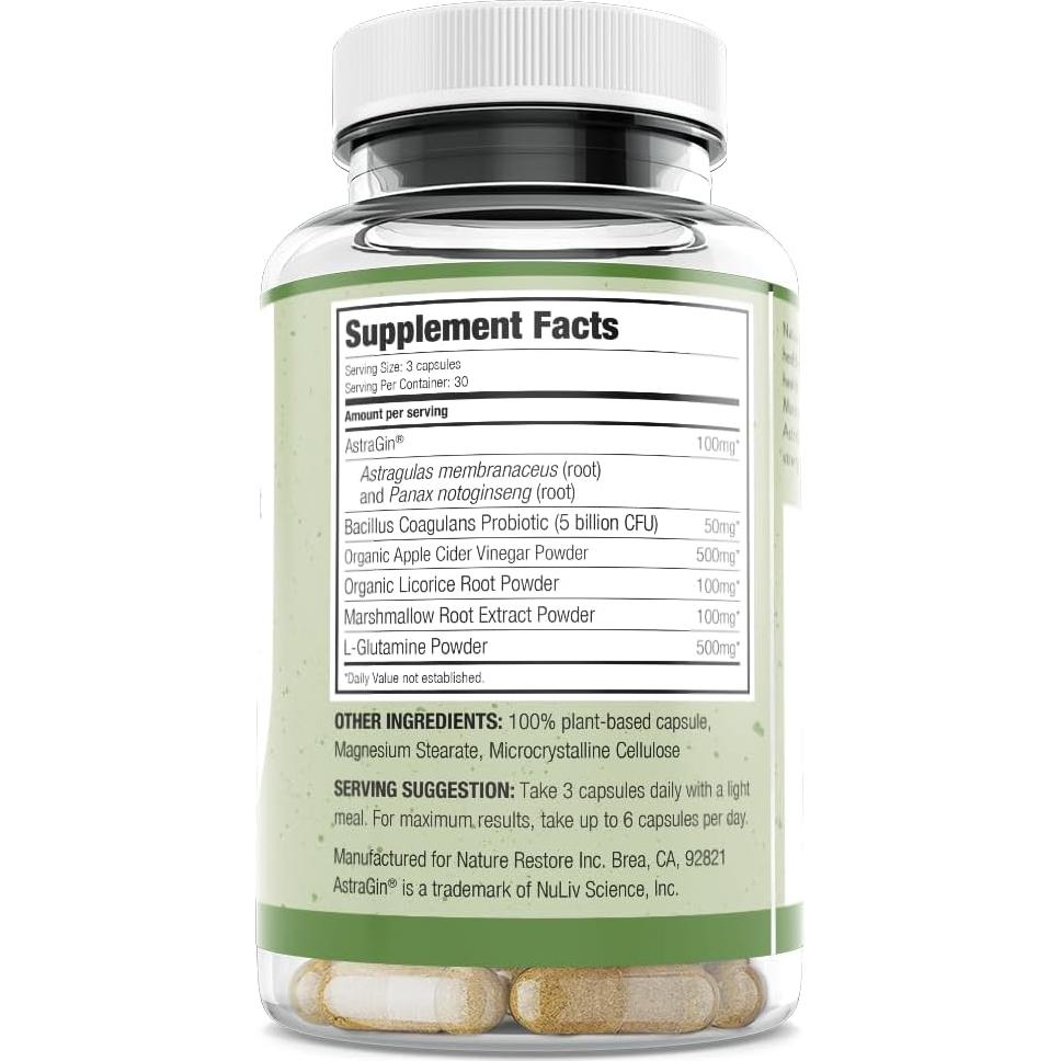 Cápsulas Digestivas Nature Restore | 90 Unidades | Probioticos y L-Glutamina