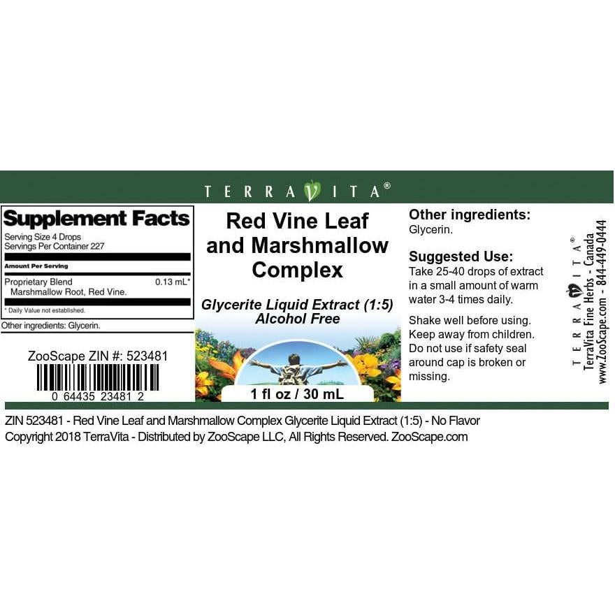 Extracto Líquido de Glicerita de Hoja de Vid Roja TerraVita 28.35 ml