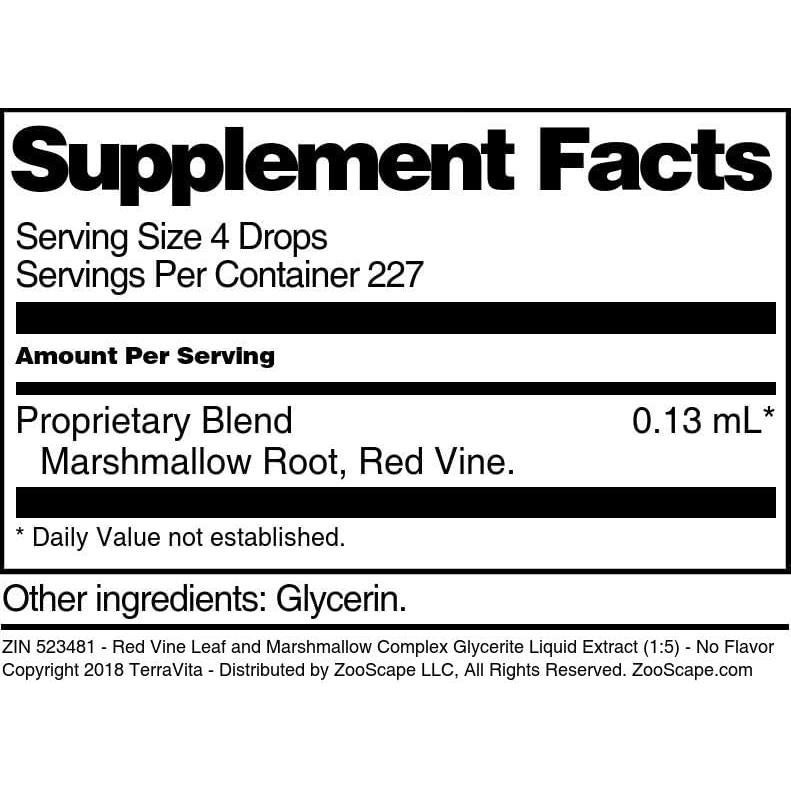 Extracto Líquido de Glicerita de Hoja de Vid Roja TerraVita 28.35 ml