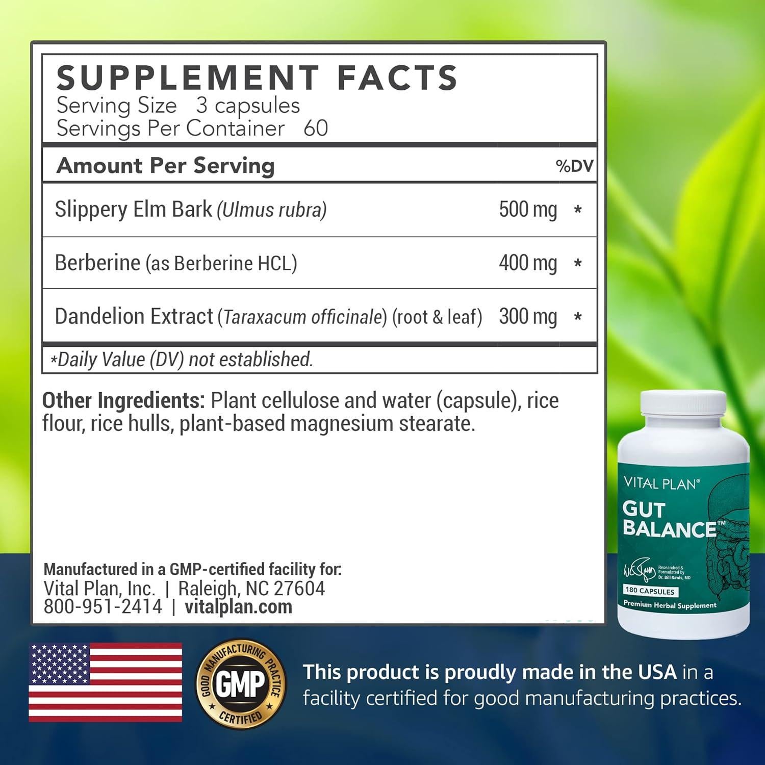 Suplemento Digestivo Vital Plan Dr. Bill Rawls 180 Cápsulas