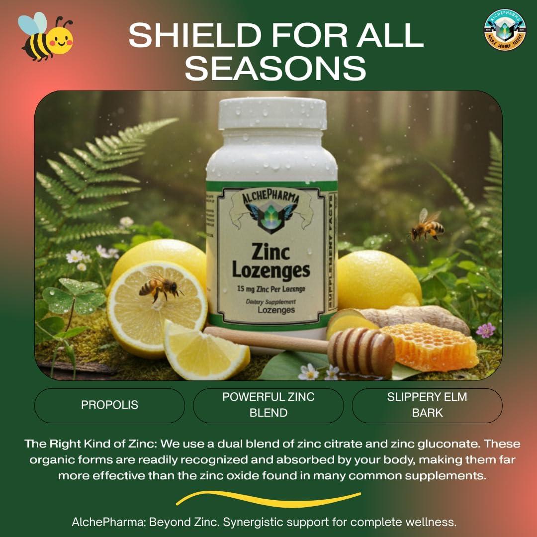 Pastillas de Zinc 15mg + Vitamina C 60mg AlchePharma Sabor Limón