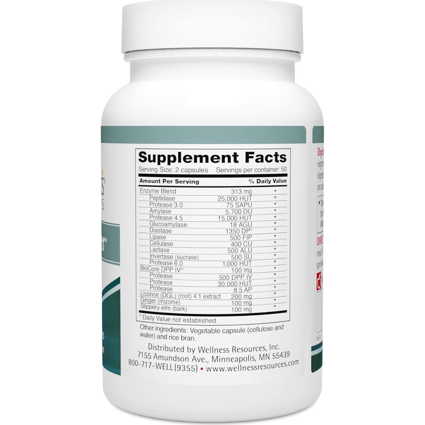 Suplemento Digestivo Wellness Resources 100 Cápsulas Vegetariano