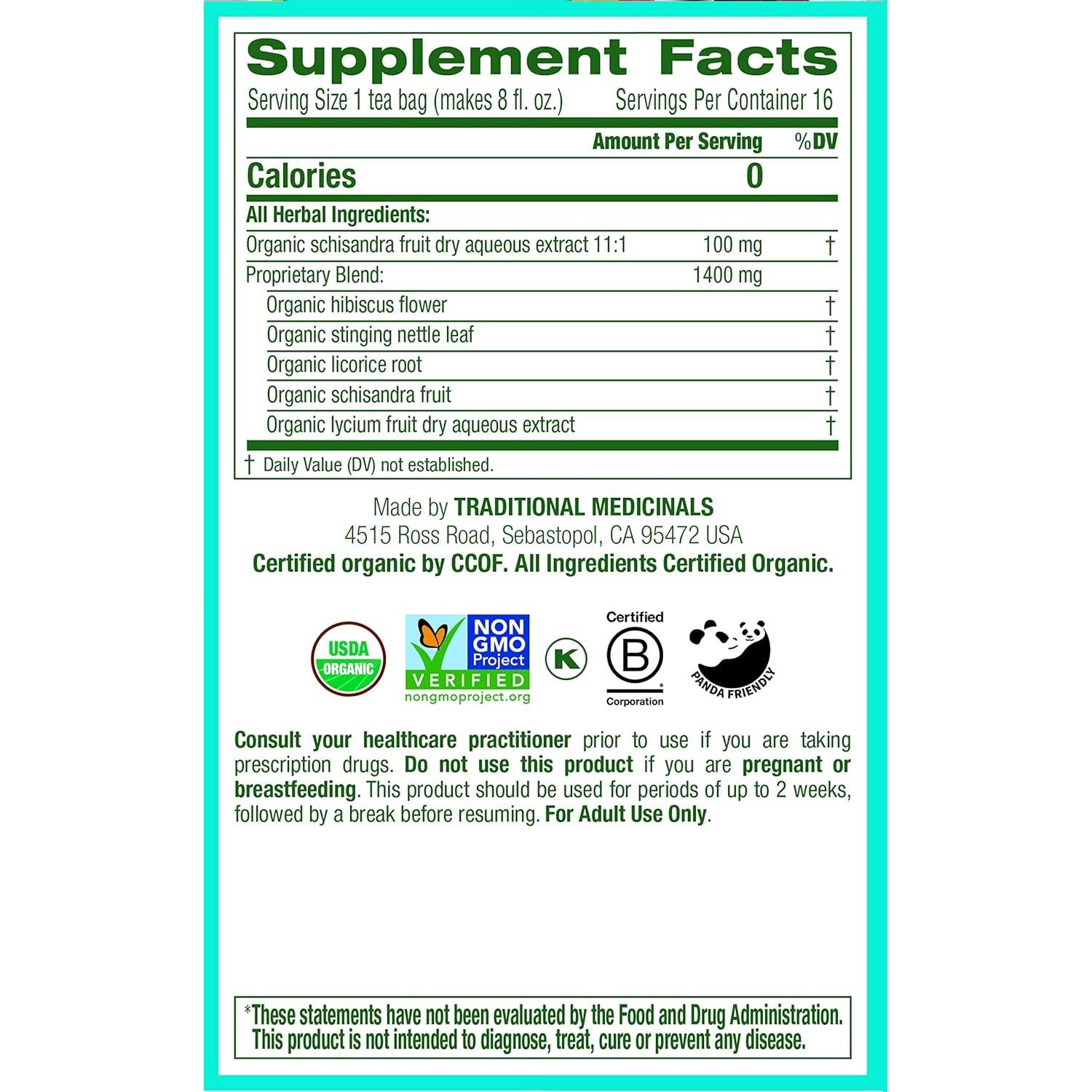 Té de hierbas Detox EveryDay Orgánico Traditional Medicinals - 48 Bolsitas