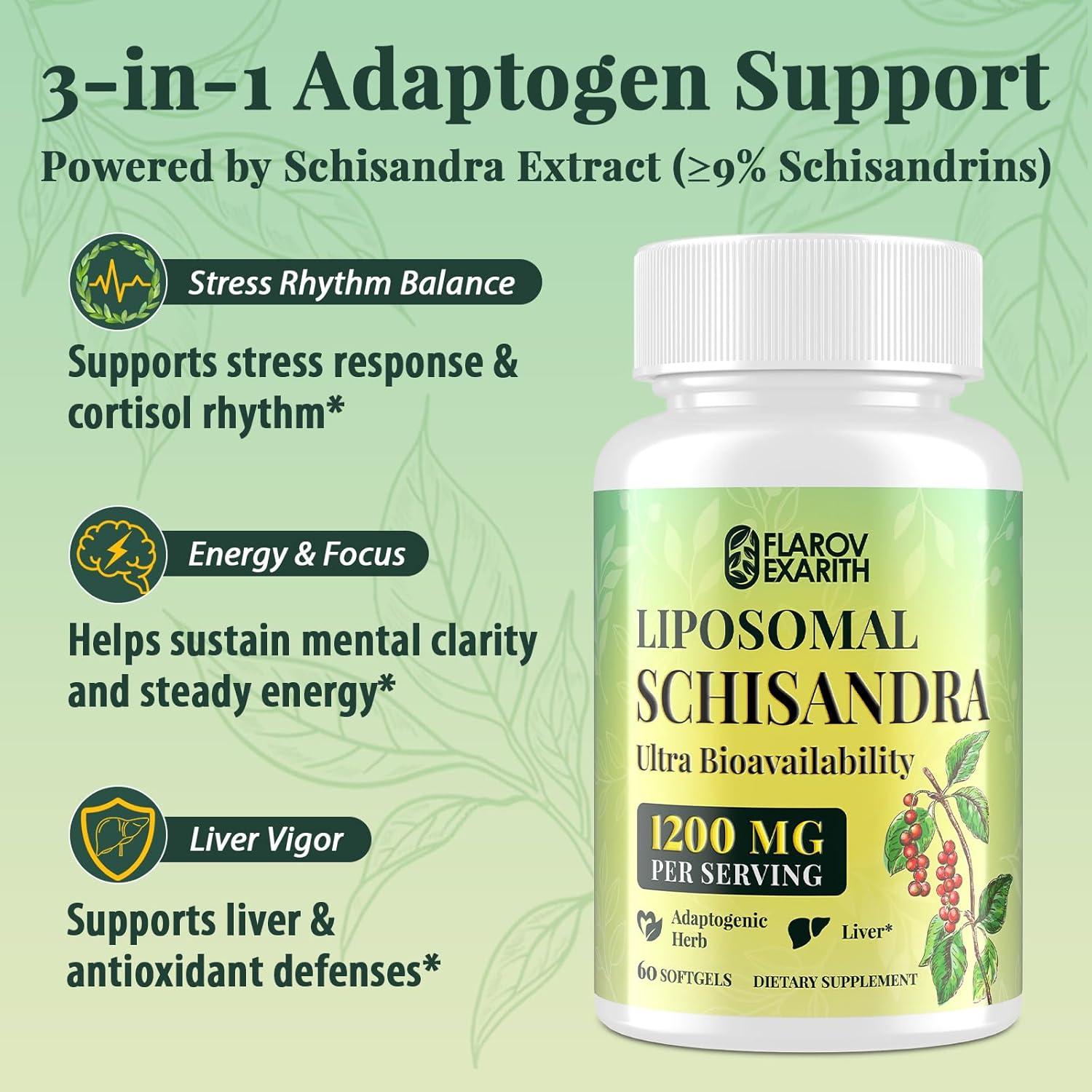 Extracto de Baya de Schisandra Liposomal 1200mg - Suplemento Adaptogénico Vegano - 120 Softgels