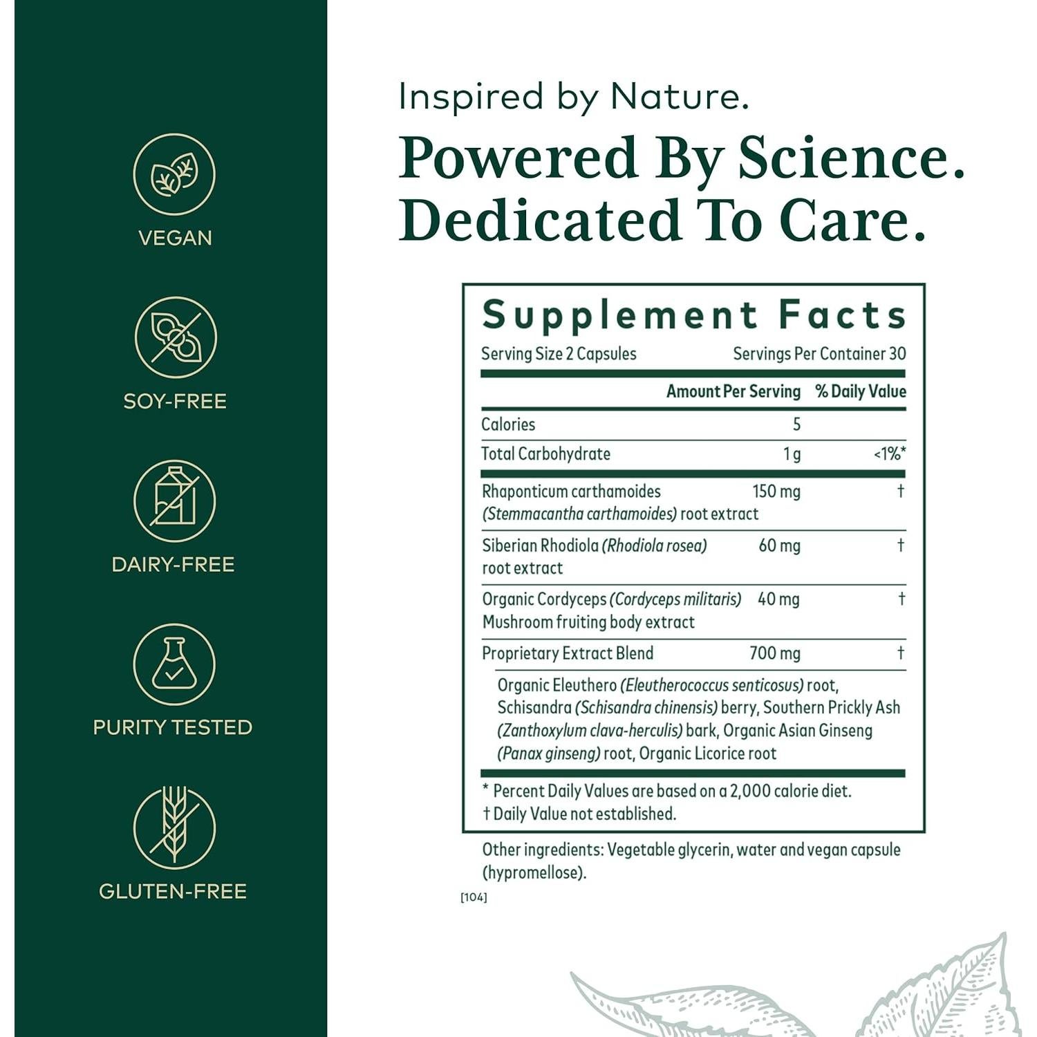 Suplemento de Energía Gaia Herbs Pro Revive HPA - 60 Cápsulas