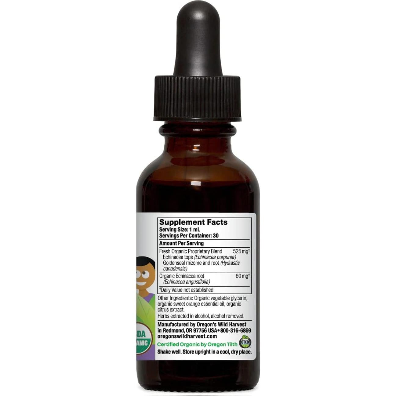 Suplemento Herbal Orgánico Equinácea Goldenseal Niños Oregon's Wild Harvest 30ml