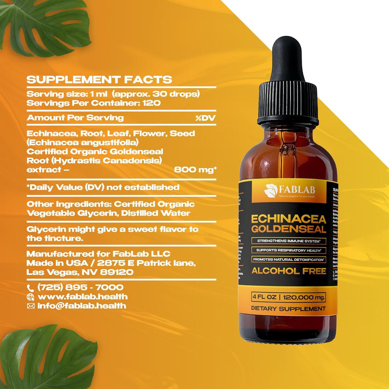 Extracto Líquido de Equinácea y Sello Dorado FabLab 118ml