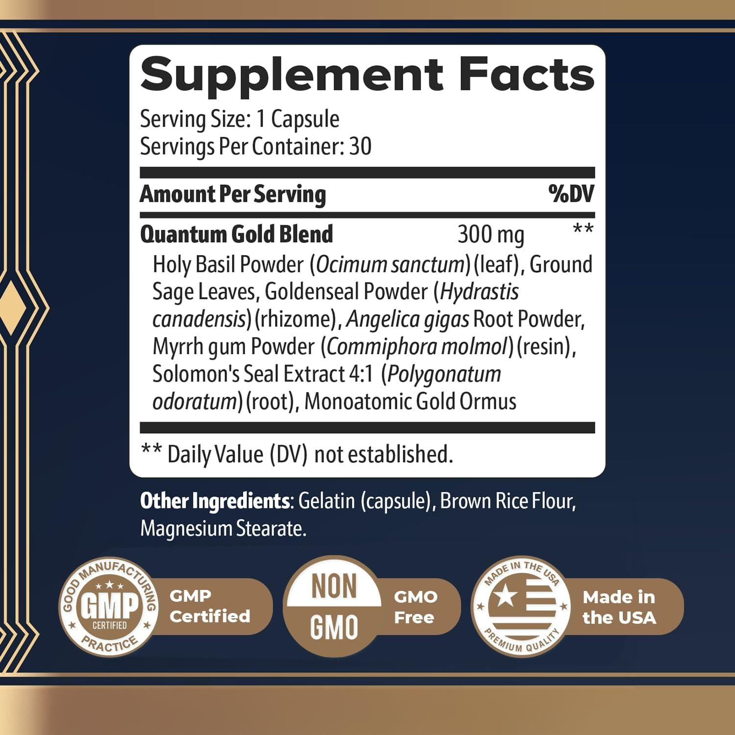 Cápsulas de Albahaca Sagrada Gold Align - Suplemento Herbal Natural, 30 Unidades