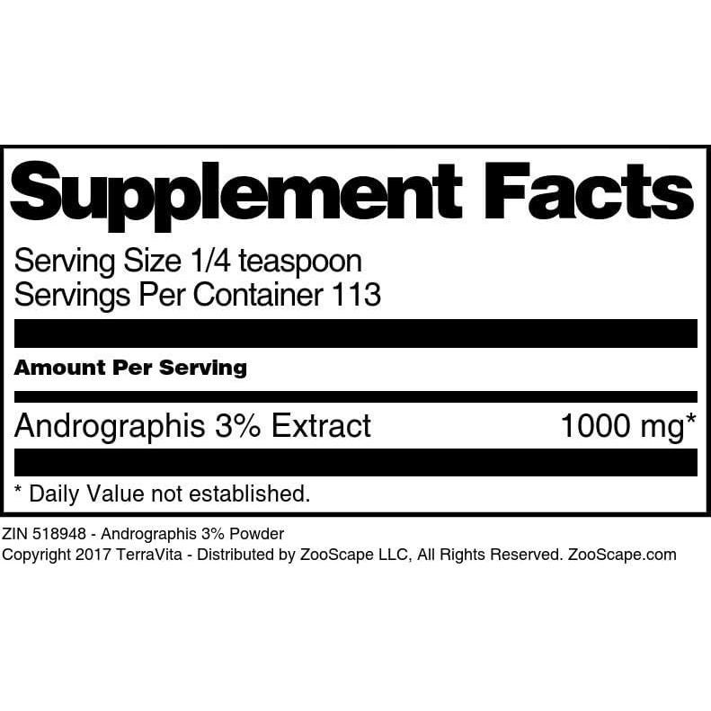 Andrographis Paniculata 3% Polvo 113.4 g TerraVita