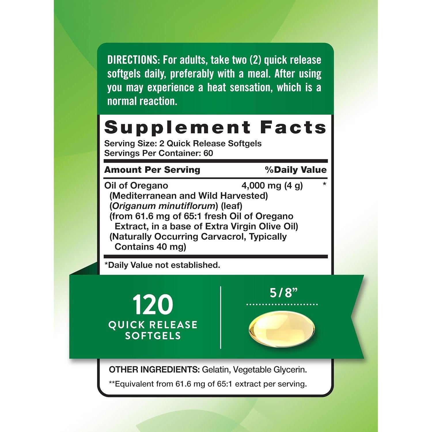 Aceite de Orégano Nature's Truth 4000 mg 120 Cápsulas Blandas