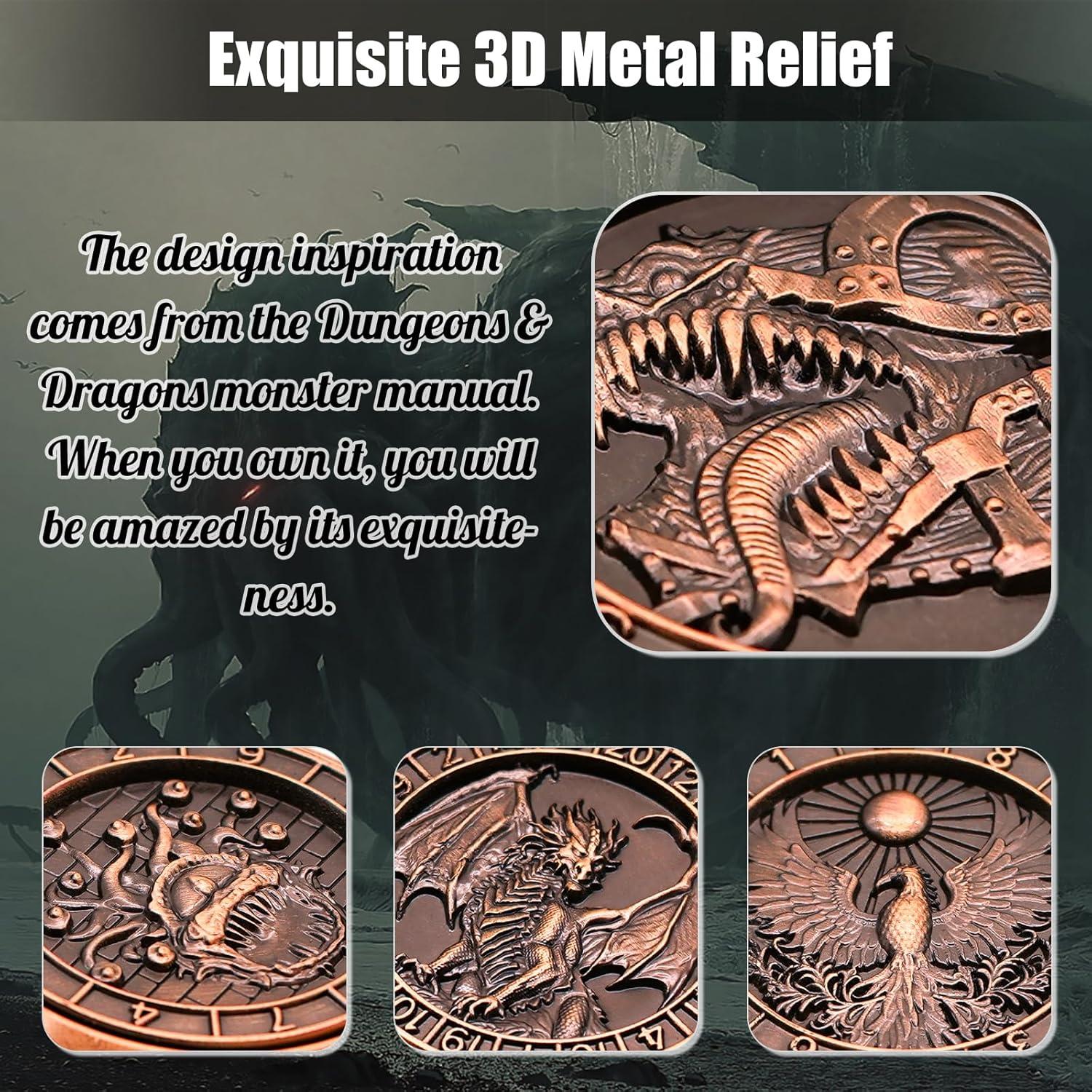 Dados Spinner 7 en 1 Wunhunew de Cobre para RPG D&D