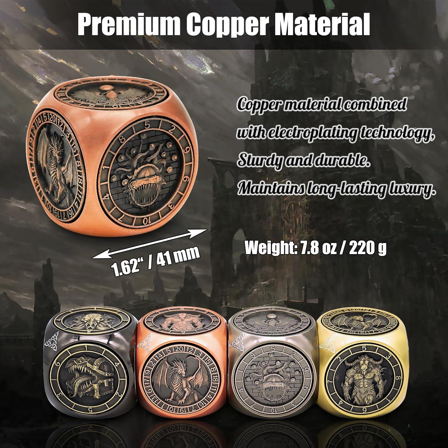 Dados Spinner 7 en 1 Wunhunew de Cobre para RPG D&D