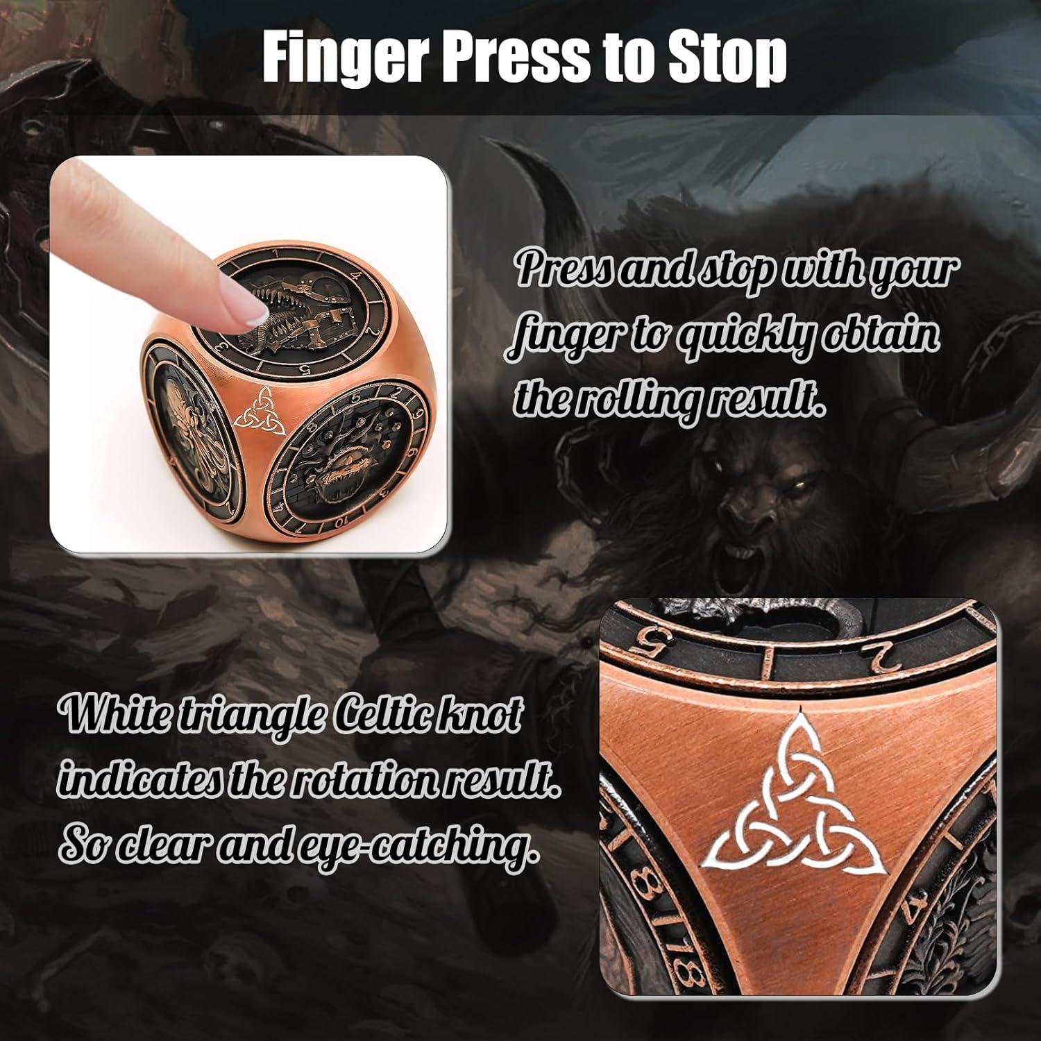 Dados Spinner 7 en 1 Wunhunew de Cobre para RPG D&D