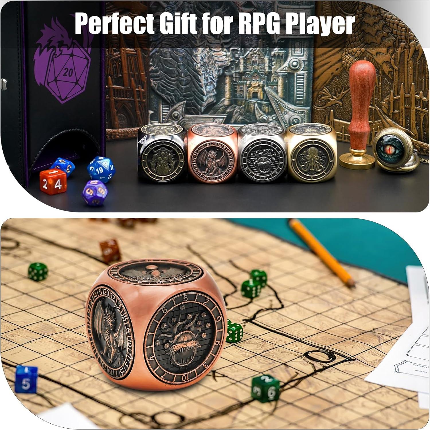 Dados Spinner 7 en 1 Wunhunew de Cobre para RPG D&D