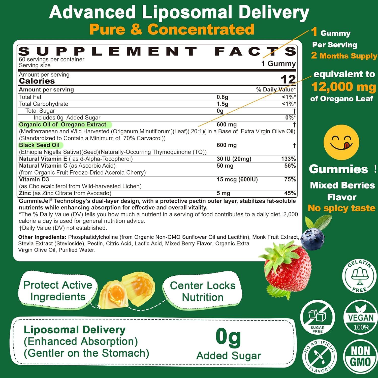 Gomas de Aceite de Orégano y Semilla Negra Lilicare 240g