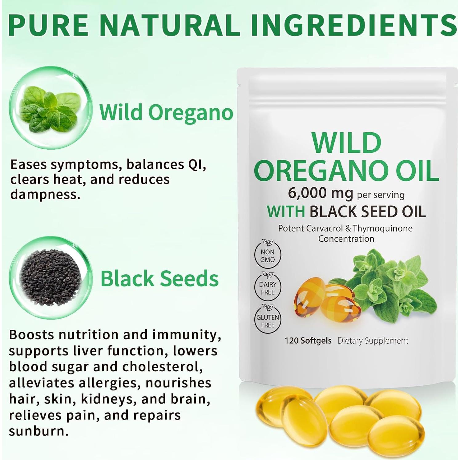 Aceite de Orégano 2 en 1 SDJUFEI 120 Cápsulas 6000mg