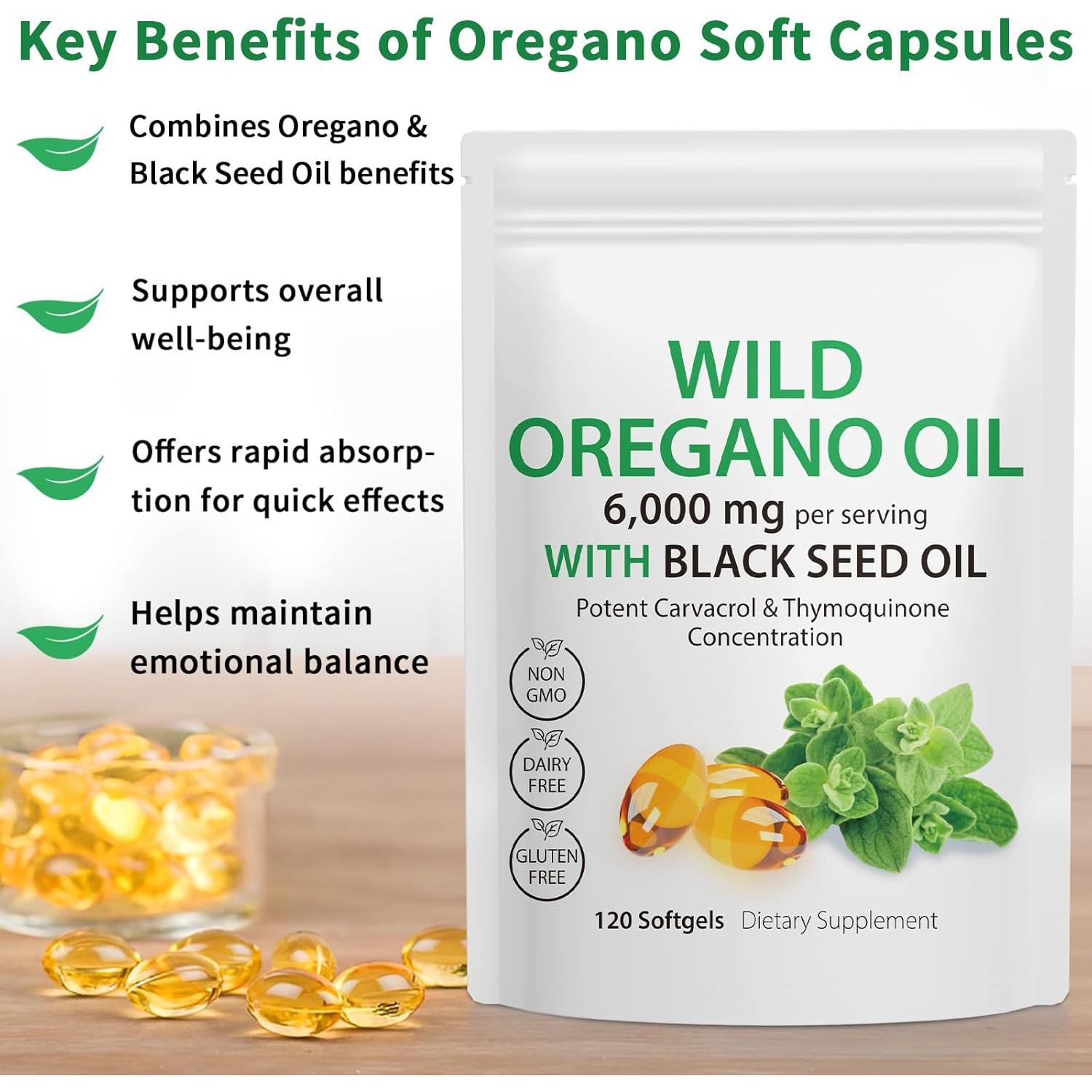 Aceite de Orégano 2 en 1 SDJUFEI 120 Cápsulas 6000mg