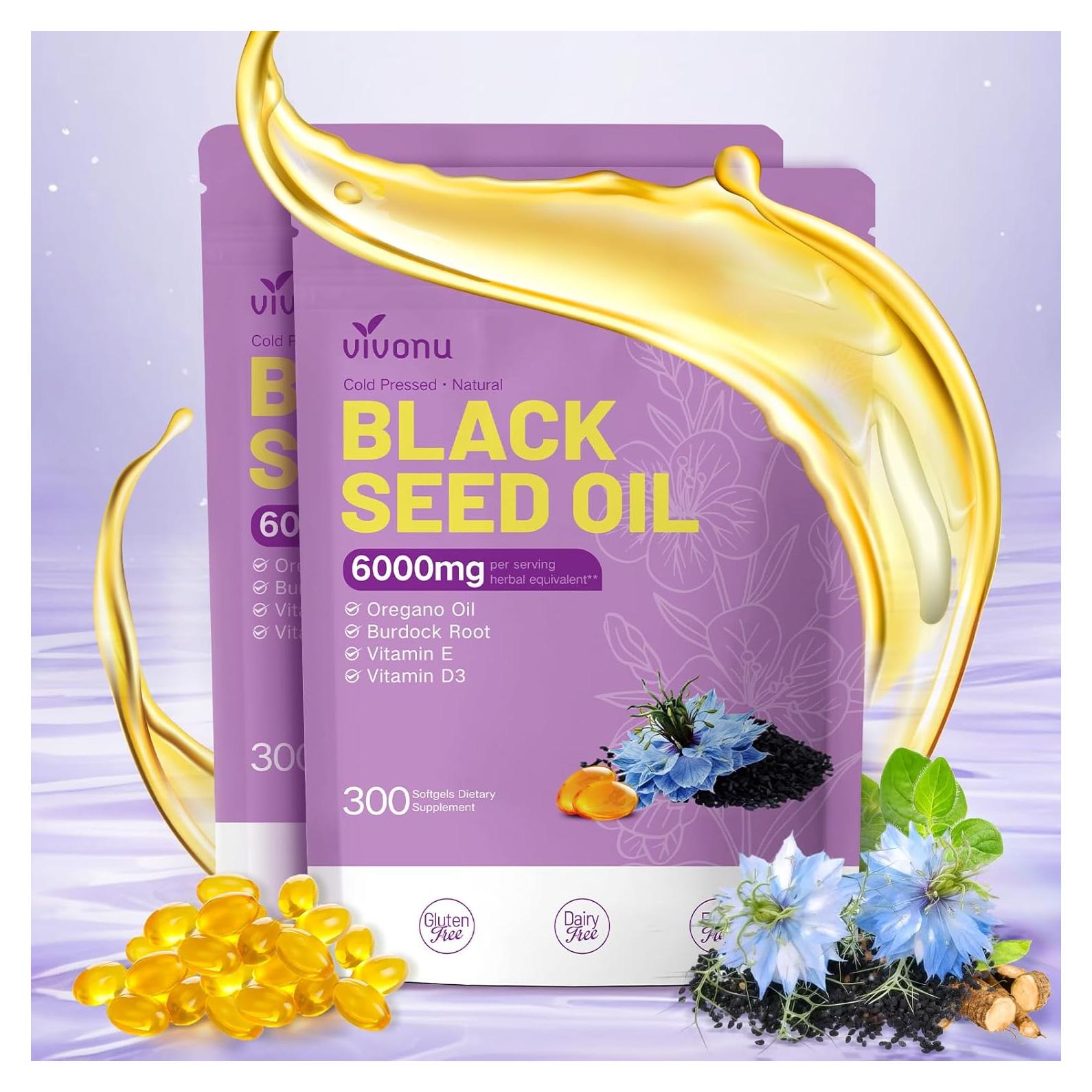 Cápsulas de Aceite de Semilla Negra VivoNu 6000mg 300 Unidades