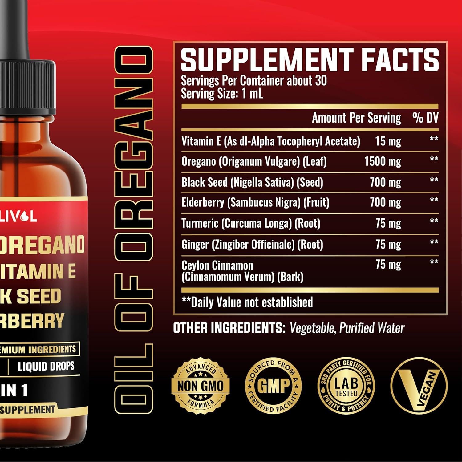 Gotas de Orégano Líquido Milivol 30ml - Soporte Inmunológico