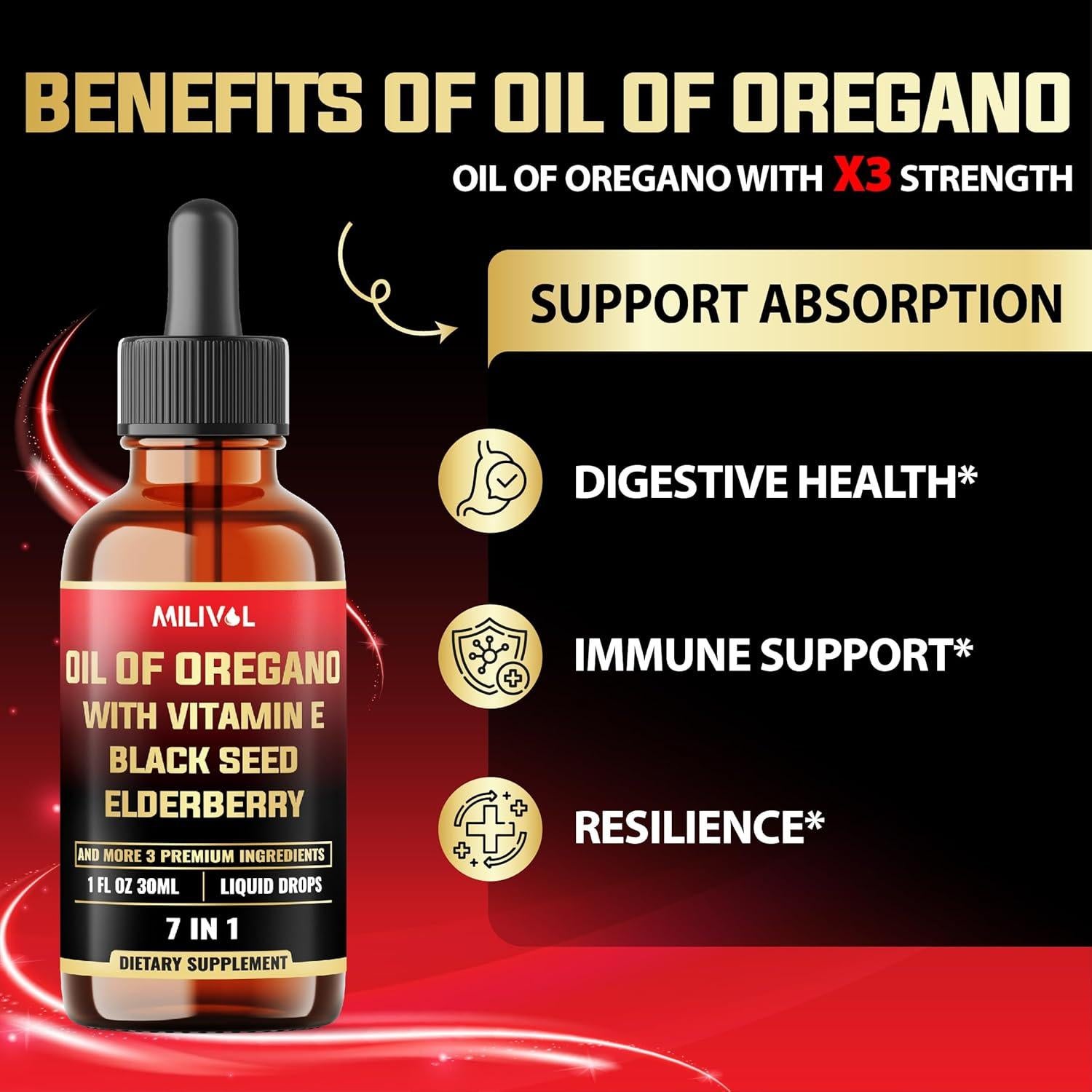 Gotas de Orégano Líquido Milivol 30ml - Soporte Inmunológico