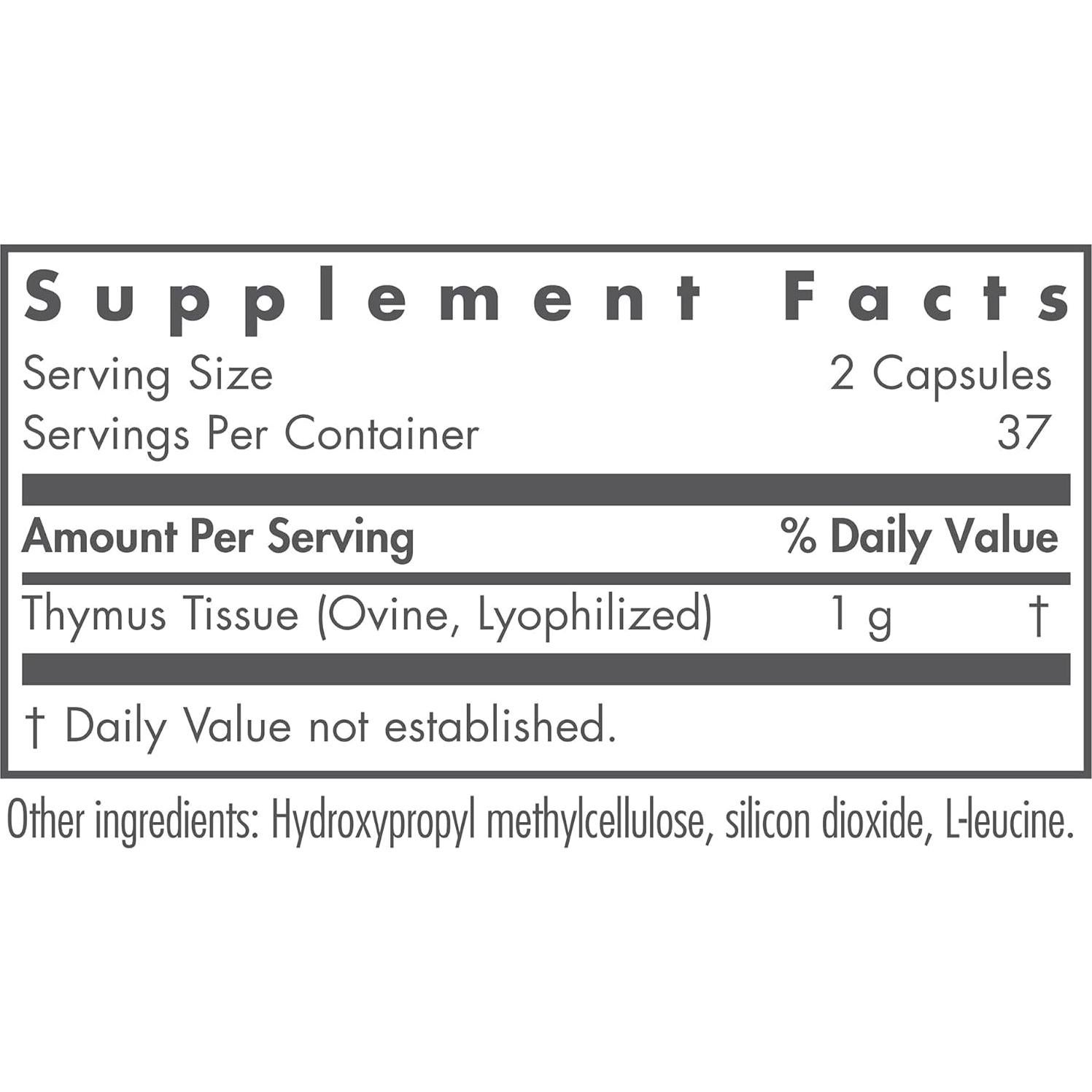 Suplemento de Timo Nutricology 1000mg - 75 Cápsulas Hipoalergénicas