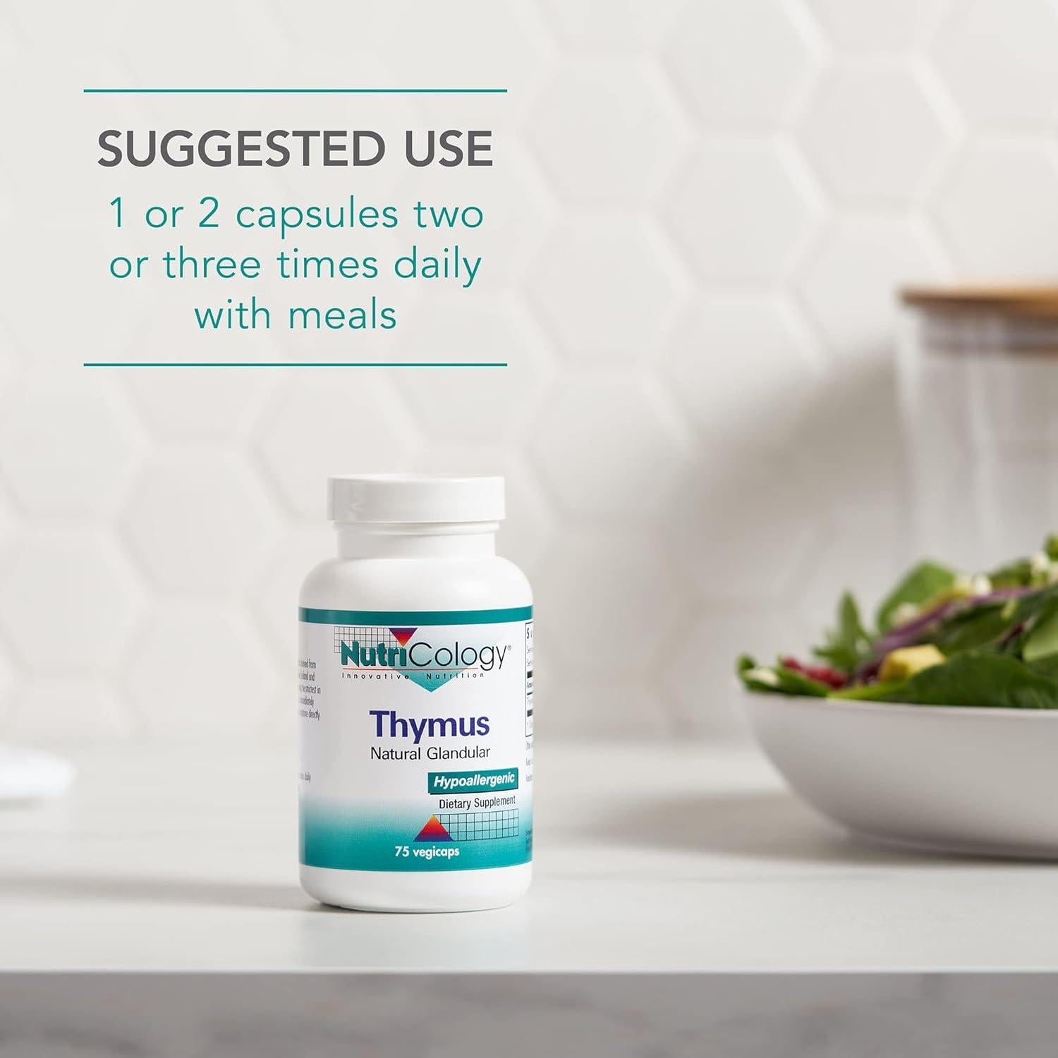 Suplemento de Timo Nutricology 1000mg - 75 Cápsulas Hipoalergénicas