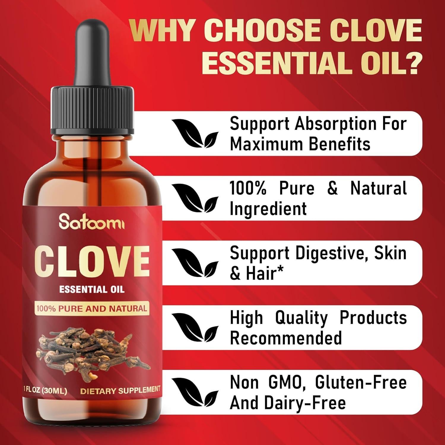 Aceite Esencial de Clavo Satoomi 30 ml - Cuidado Oral y Piel