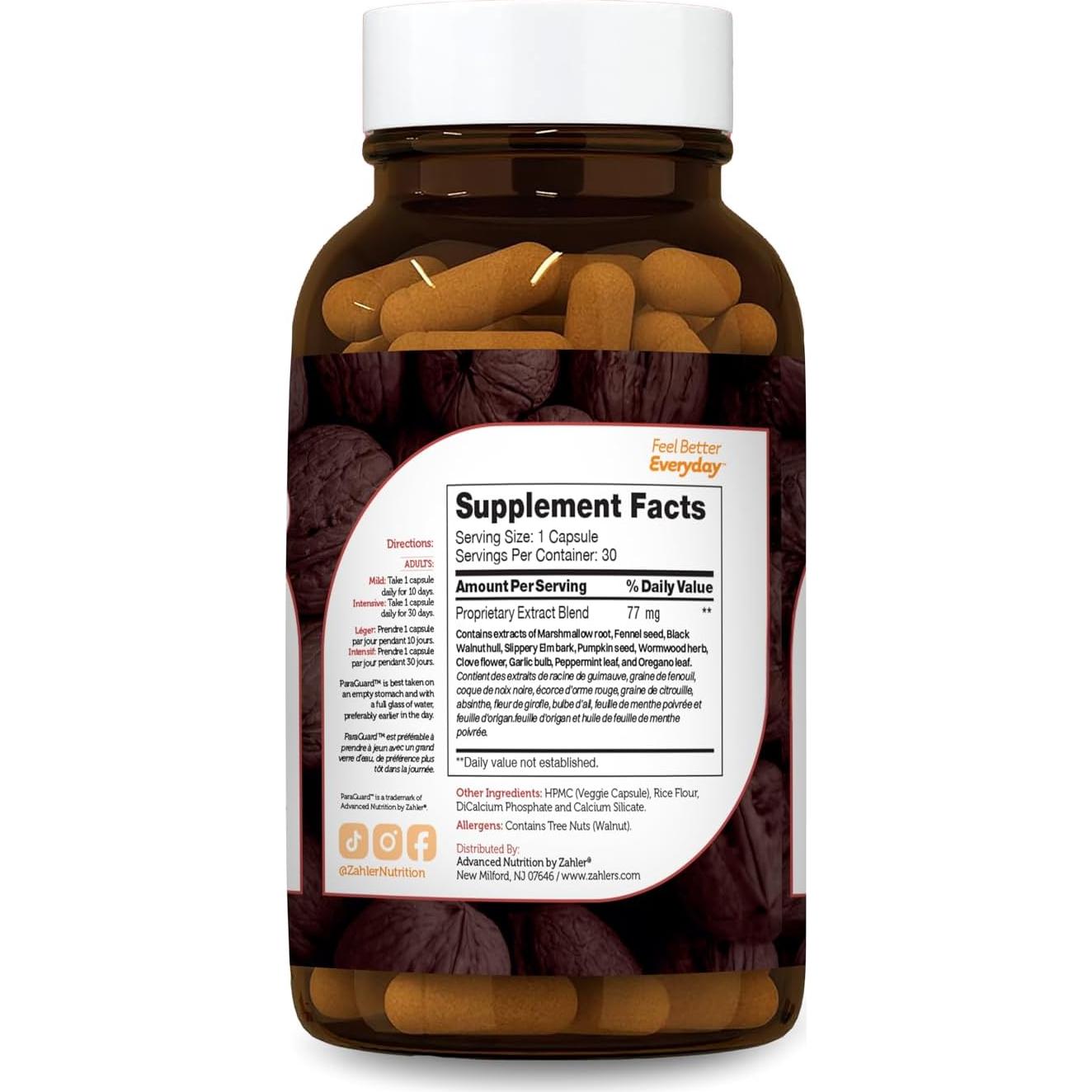 Cápsulas ParaGuard Zahler - Suplemento Digestivo 30 Unidades