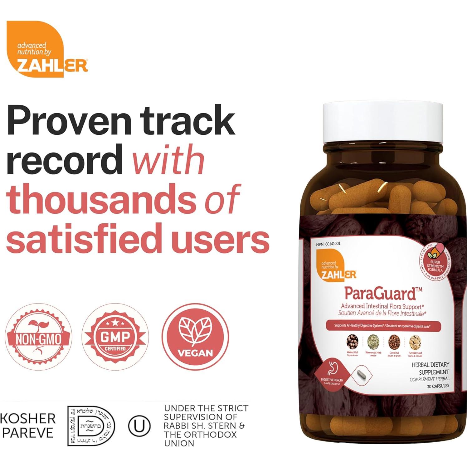 Cápsulas ParaGuard Zahler - Suplemento Digestivo 30 Unidades