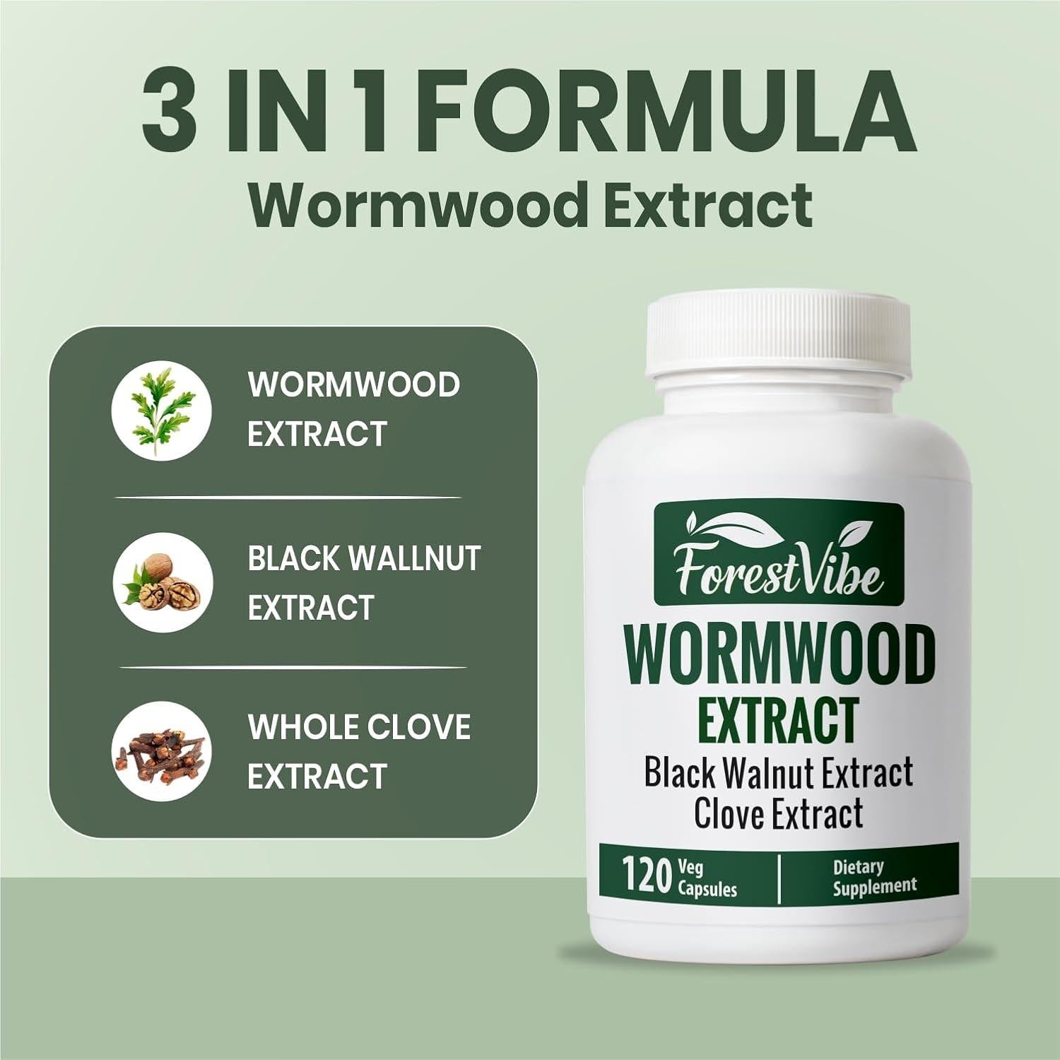 Complejo Herbal 3-en-1 Ajenjo Dulce ForestVibe 120 Cápsulas Veganas