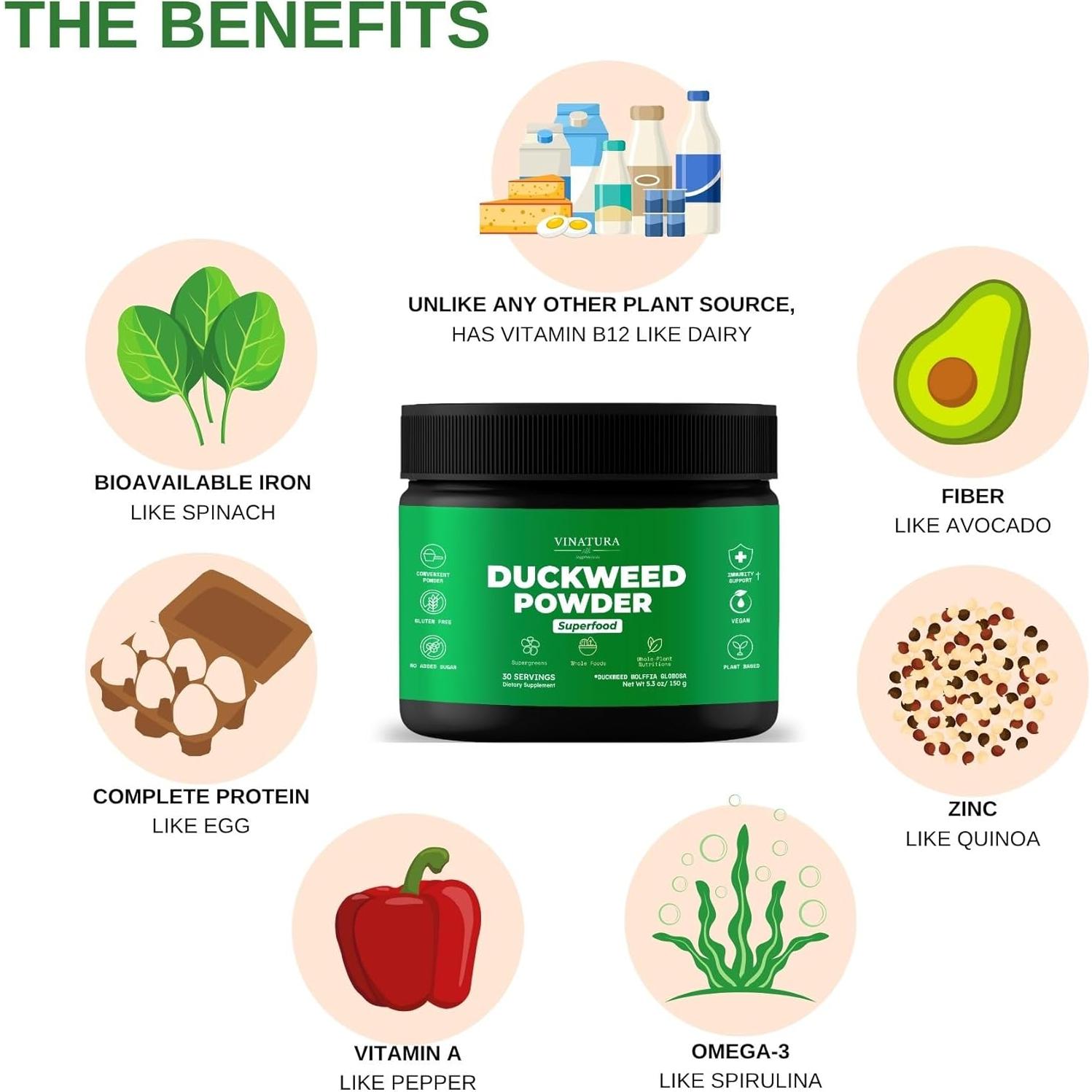 Polvo de Lenteja de Agua Vinatura 199g - Superalimento Nutritivo