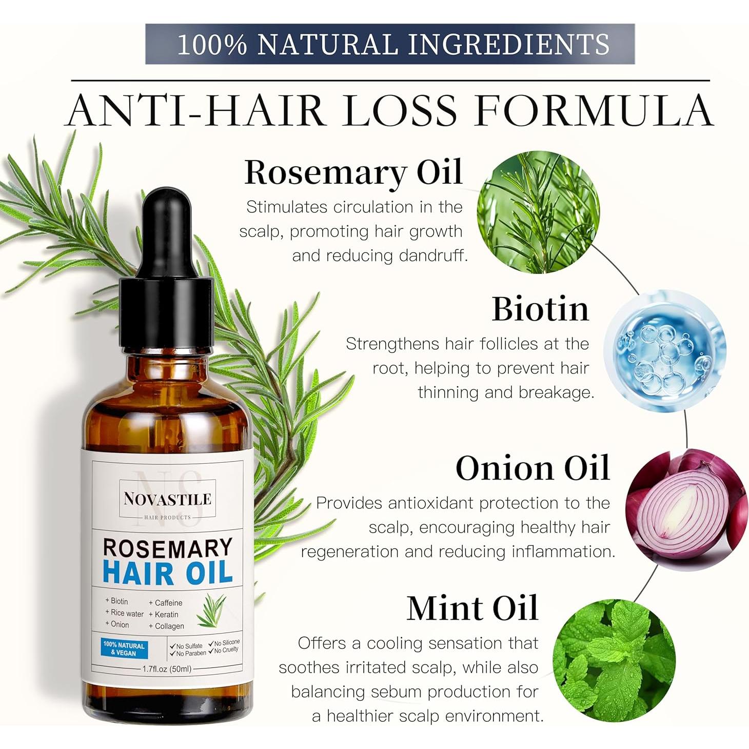 Aceite de Romero Novastile 132g - Tratamiento Cabello y Cuero Cabelludo