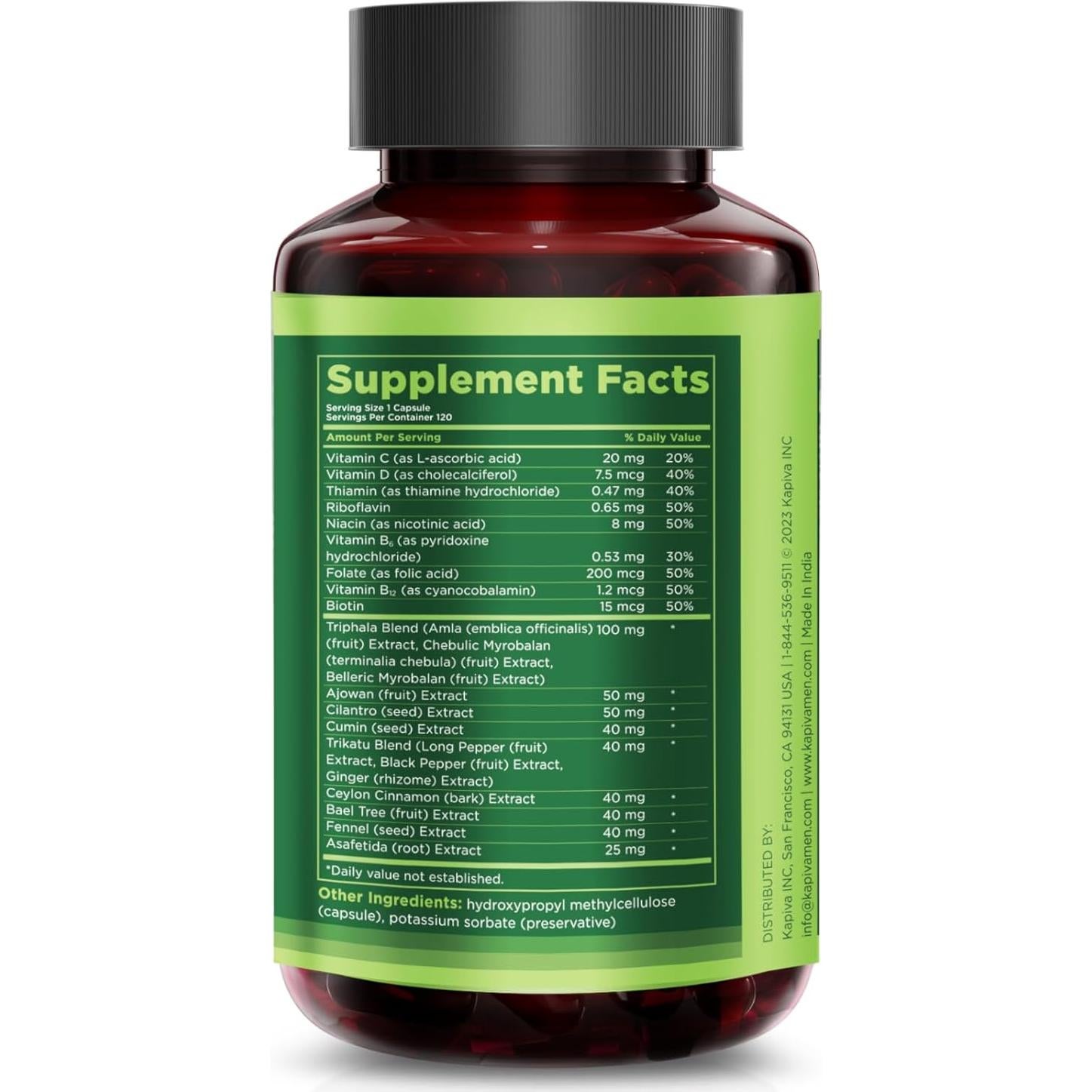 Suplemento Digestivo Kapiva Hombres 120 Cápsulas 60 Días