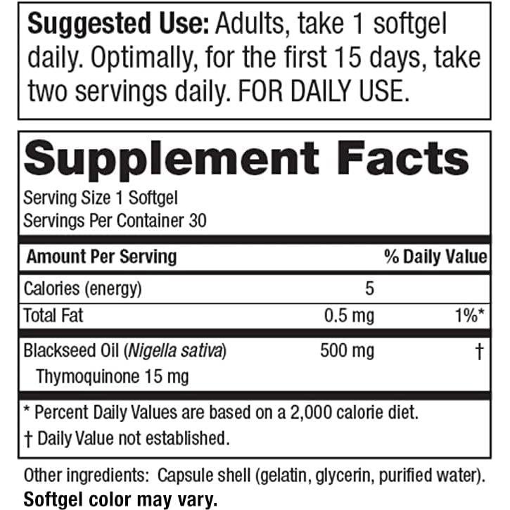 Aceite de Semilla Negra Purity Products 500 mg - 30 Cápsulas