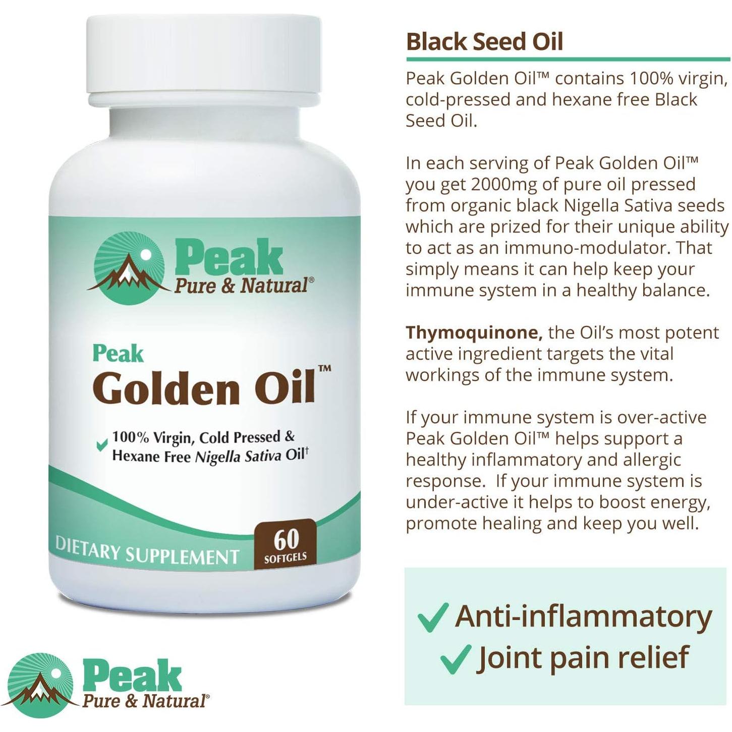 Aceite de Semilla Negra Orgánico Peak - 60 Cápsulas 2000 mg