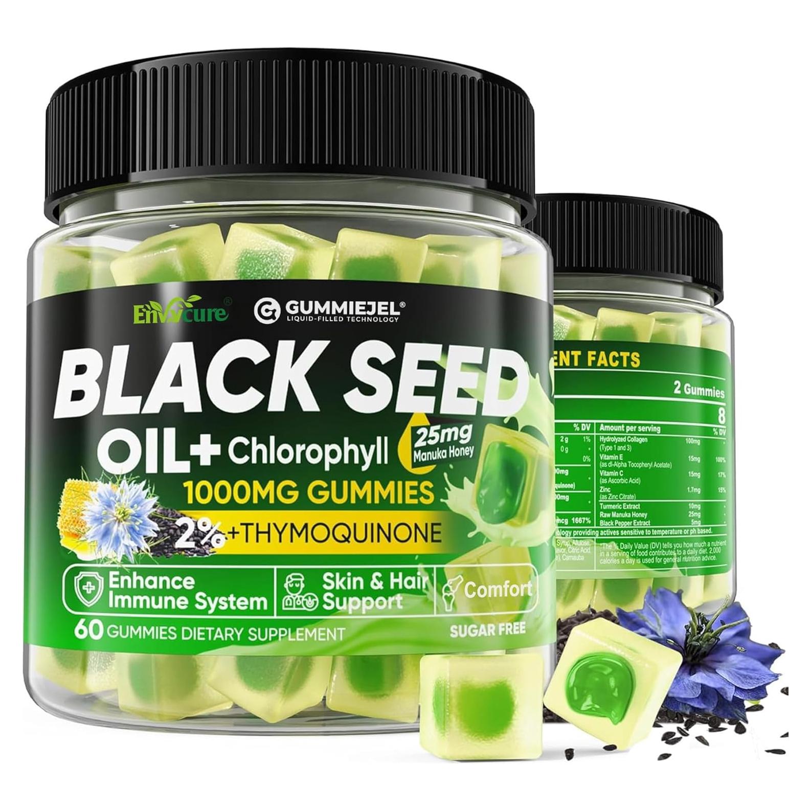 Gomitas de Aceite de Semilla Negra EnvyCure 60 Unidades - Colágeno, Biotina