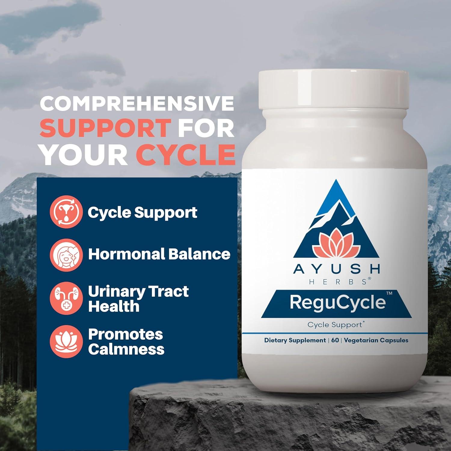 Suplemento Ayush Herbs Regu-Cycle 60 Cápsulas Vegetarianas - Equilibrio Hormonal Femenino