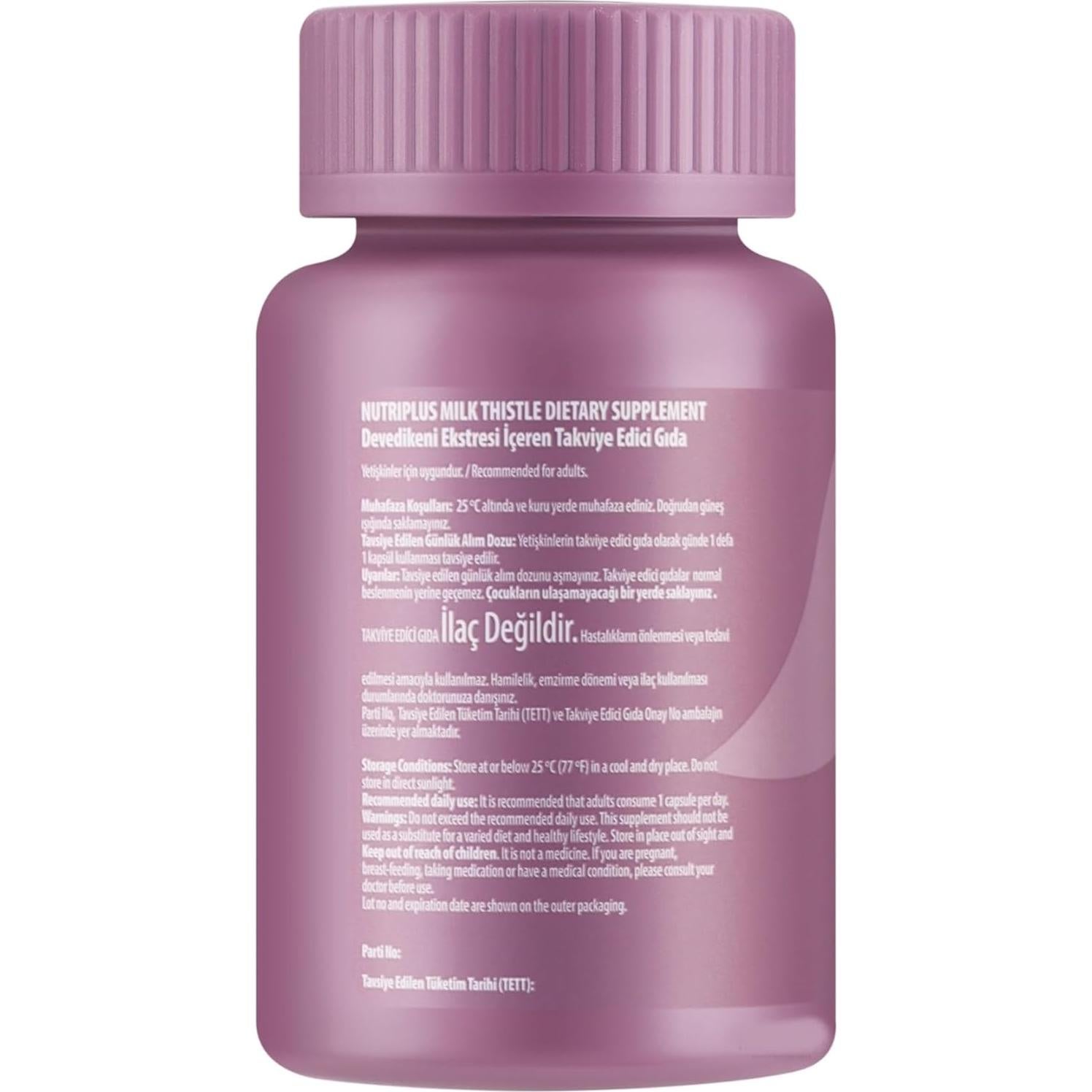 Suplemento Herbal Vegano FARMASi Nutriplus Cardo Mariano 30 Cápsulas