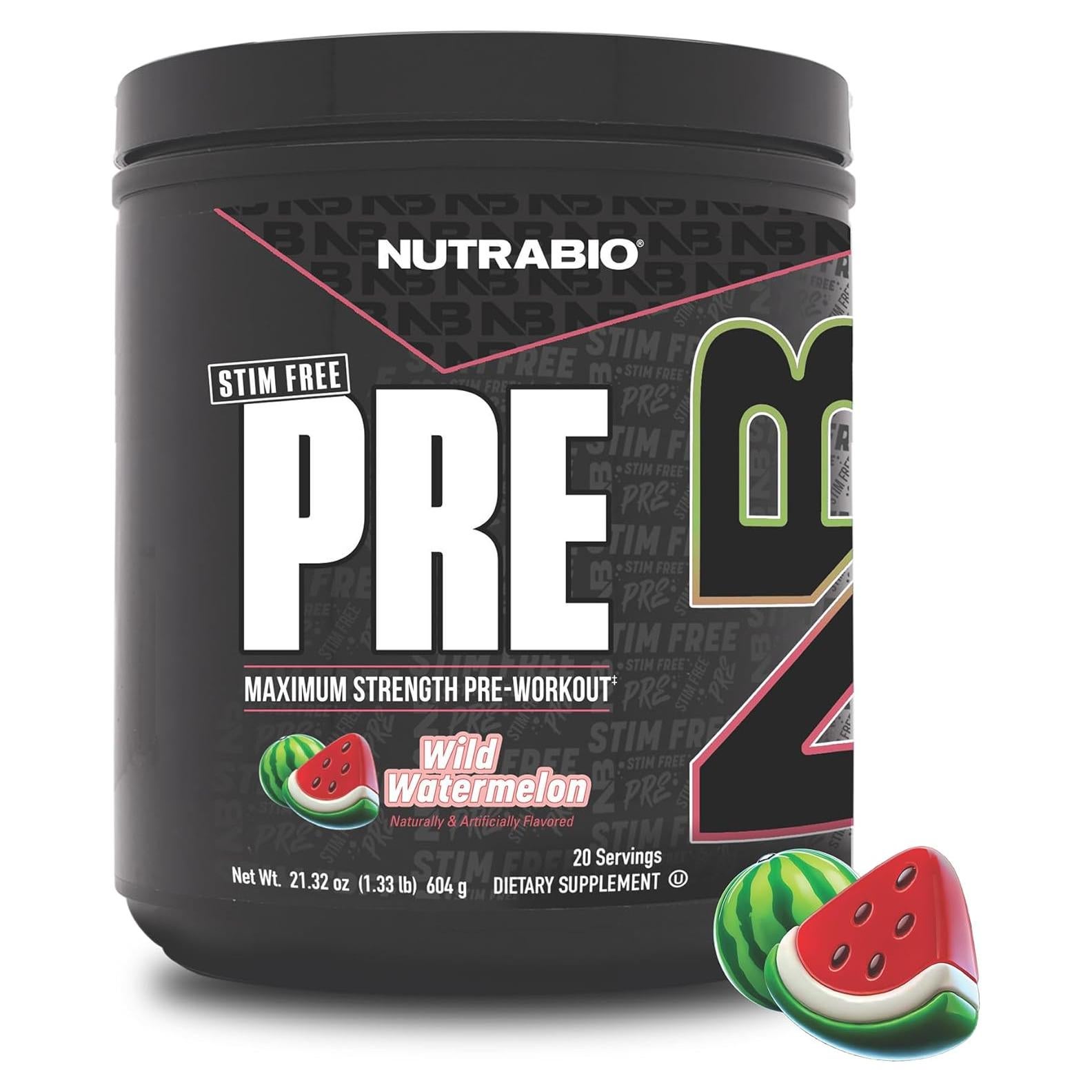 NutraBio PRE Workout Sin Estimulantes Sandía - 20 Porciones