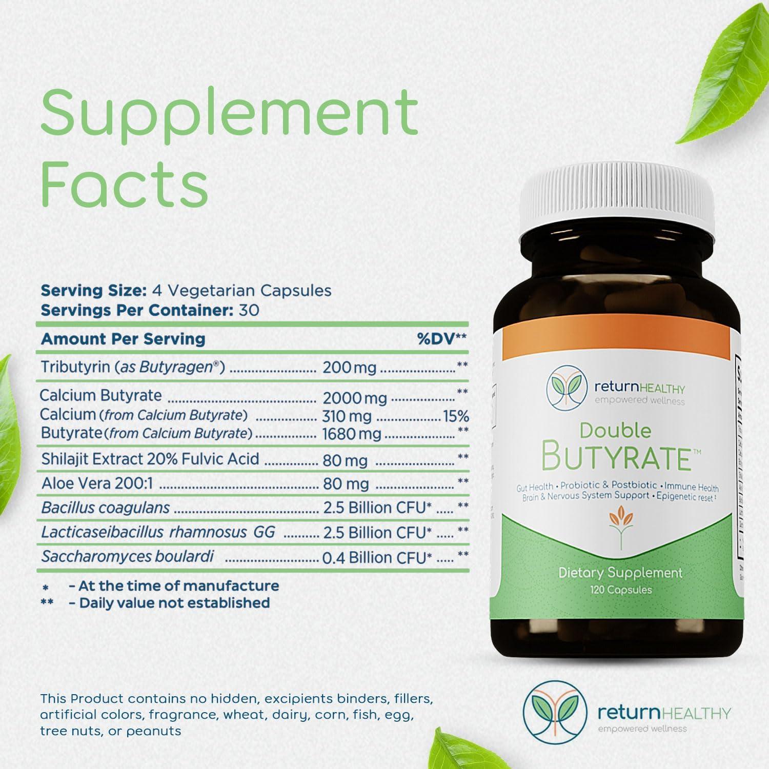 Suplemento Digestivo Doble Butirato Return Healthy 120 Cápsulas