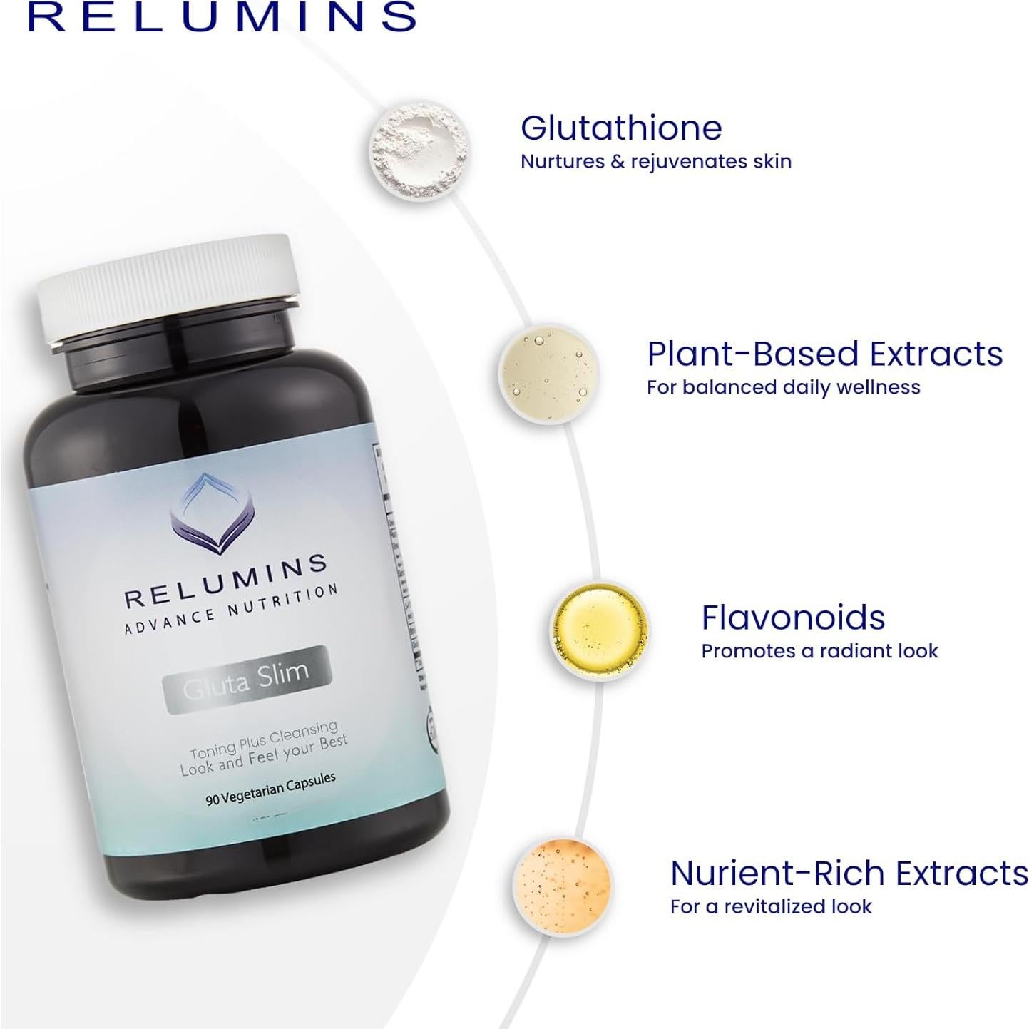 Cápsulas Veganas de Glutatión Relumins - 90 Unidades Antioxidantes