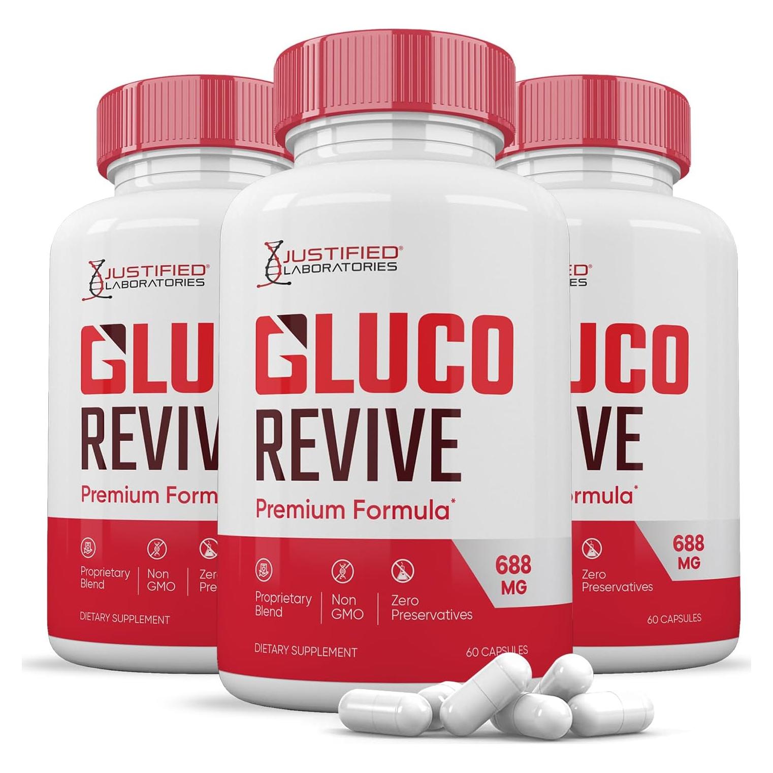 Gluco Revive 688mg - Suplemento Natural 180 Cápsulas