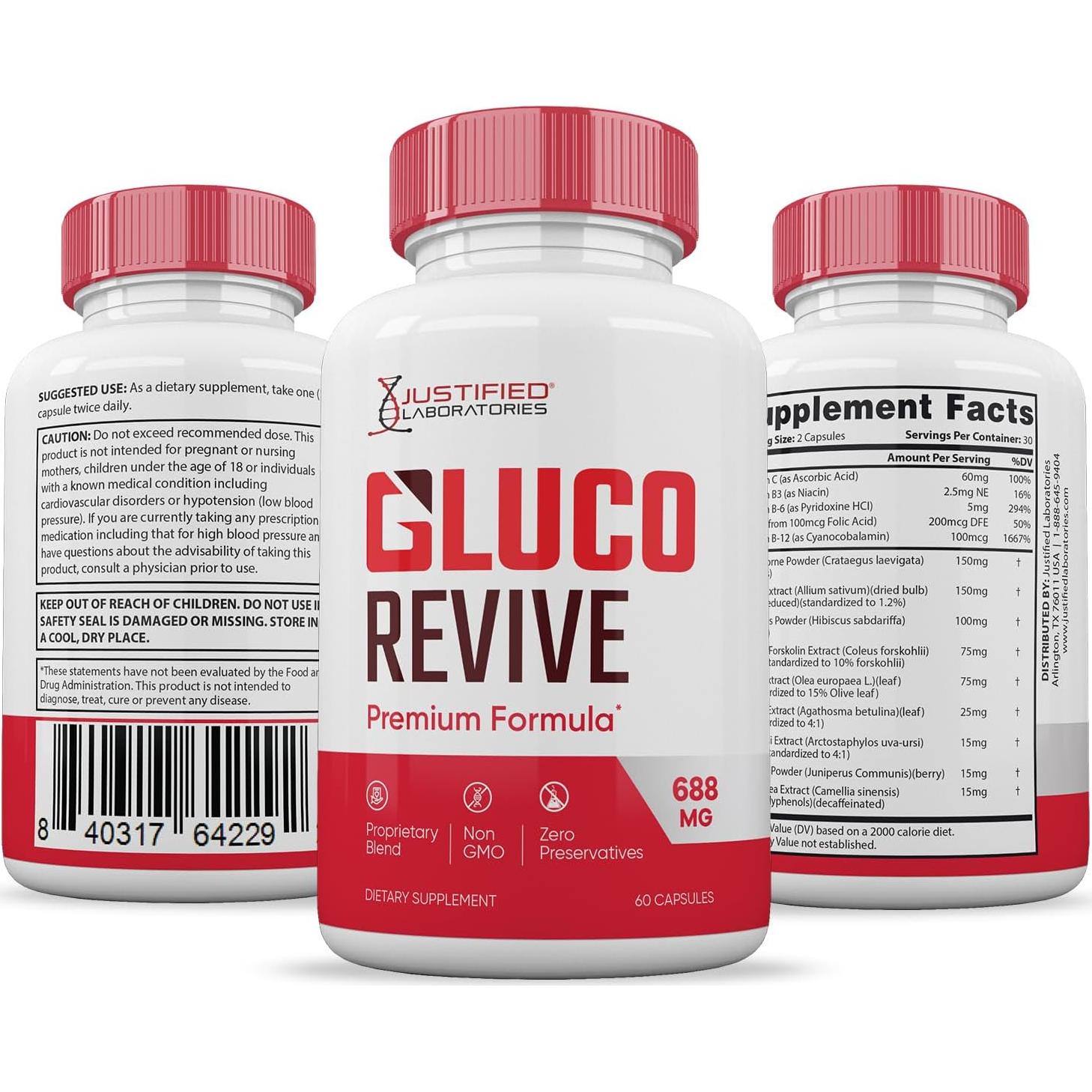 Gluco Revive 688mg - Suplemento Natural 180 Cápsulas