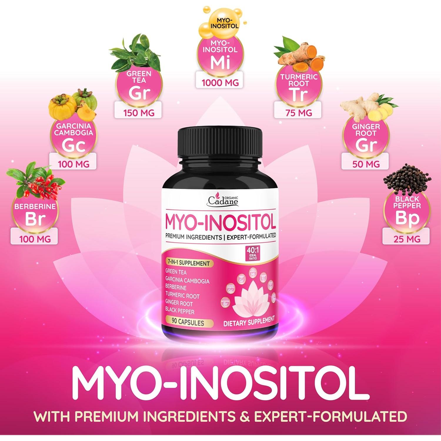 Cápsulas de Myo Inositol Orgánico Cadane - 90 Unidades