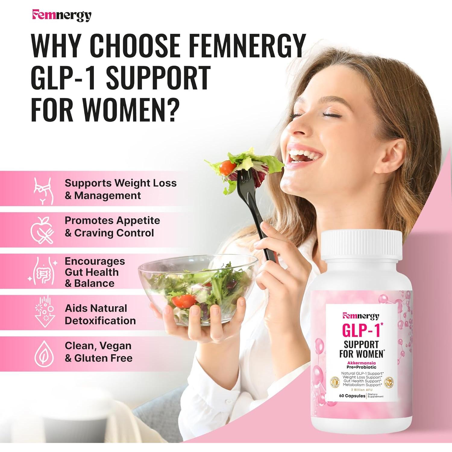 Suplemento Probiotico Femnergy GLP-1 para Mujeres 60 Cápsulas