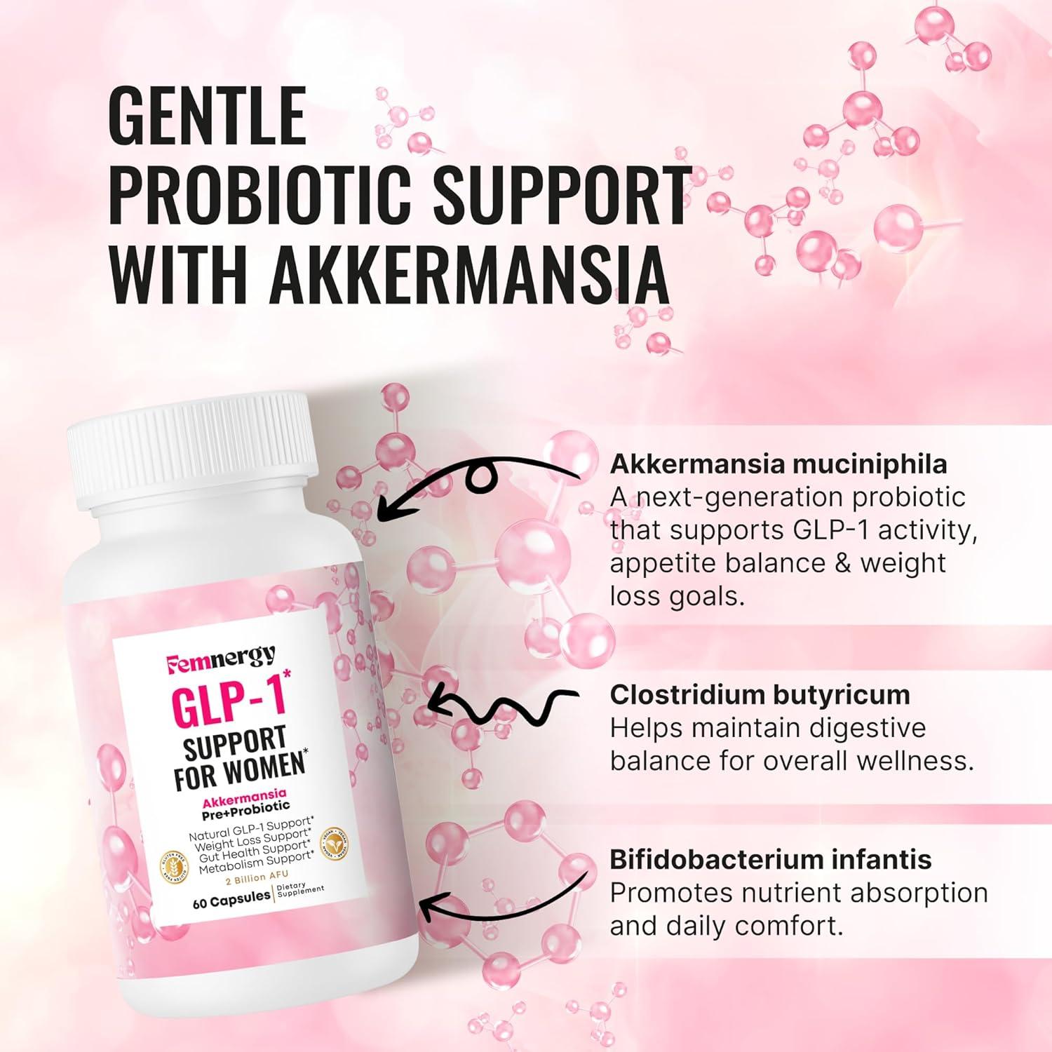 Suplemento Probiotico Femnergy GLP-1 para Mujeres 60 Cápsulas