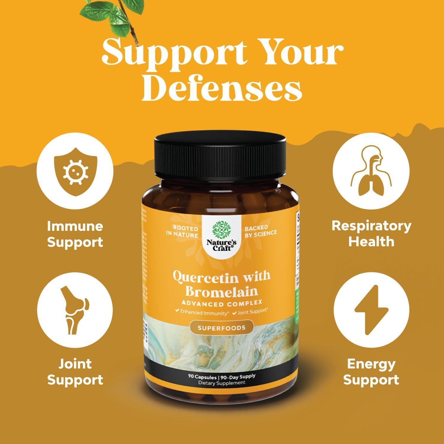 Suplemento Inmunológico Quercetina y Bromelina Natures Craft 90 Cápsulas