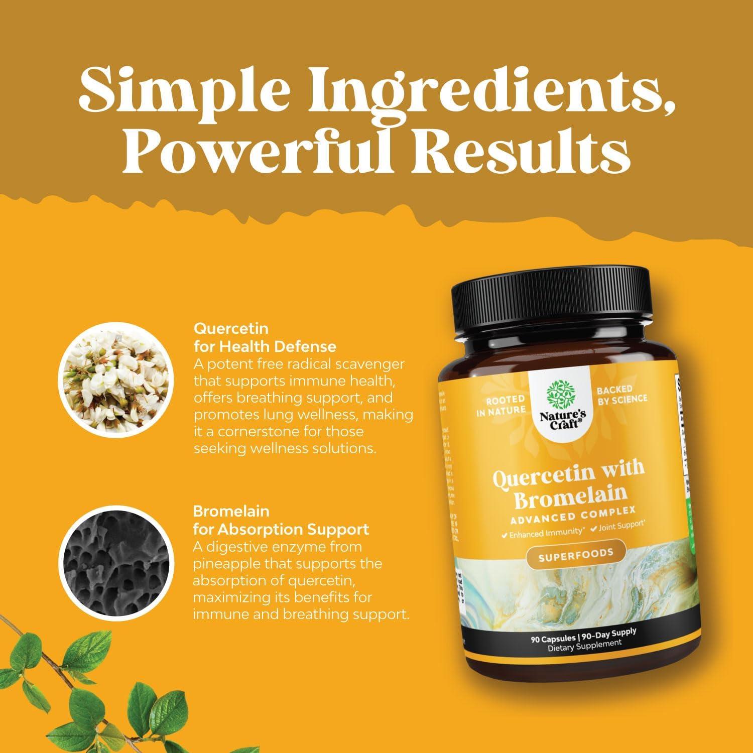 Suplemento Inmunológico Quercetina y Bromelina Natures Craft 90 Cápsulas