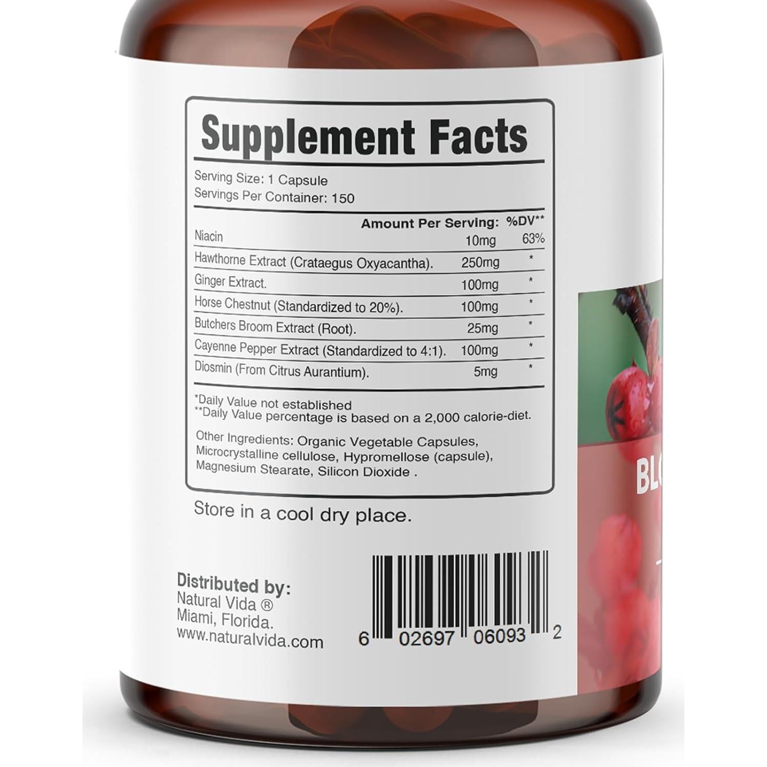Suplemento Natural de Circulación Sanguínea 600mg - 150 Cápsulas