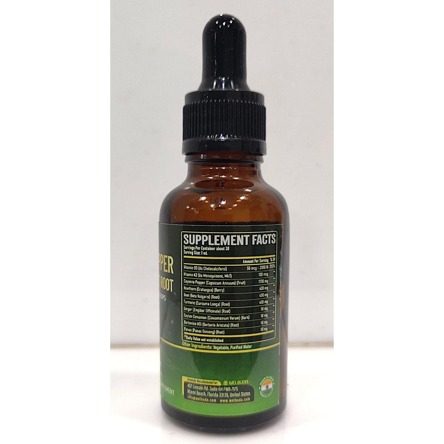 Suplemento Líquido de Pimienta de Cayena 10en1 Welbuda 60ml